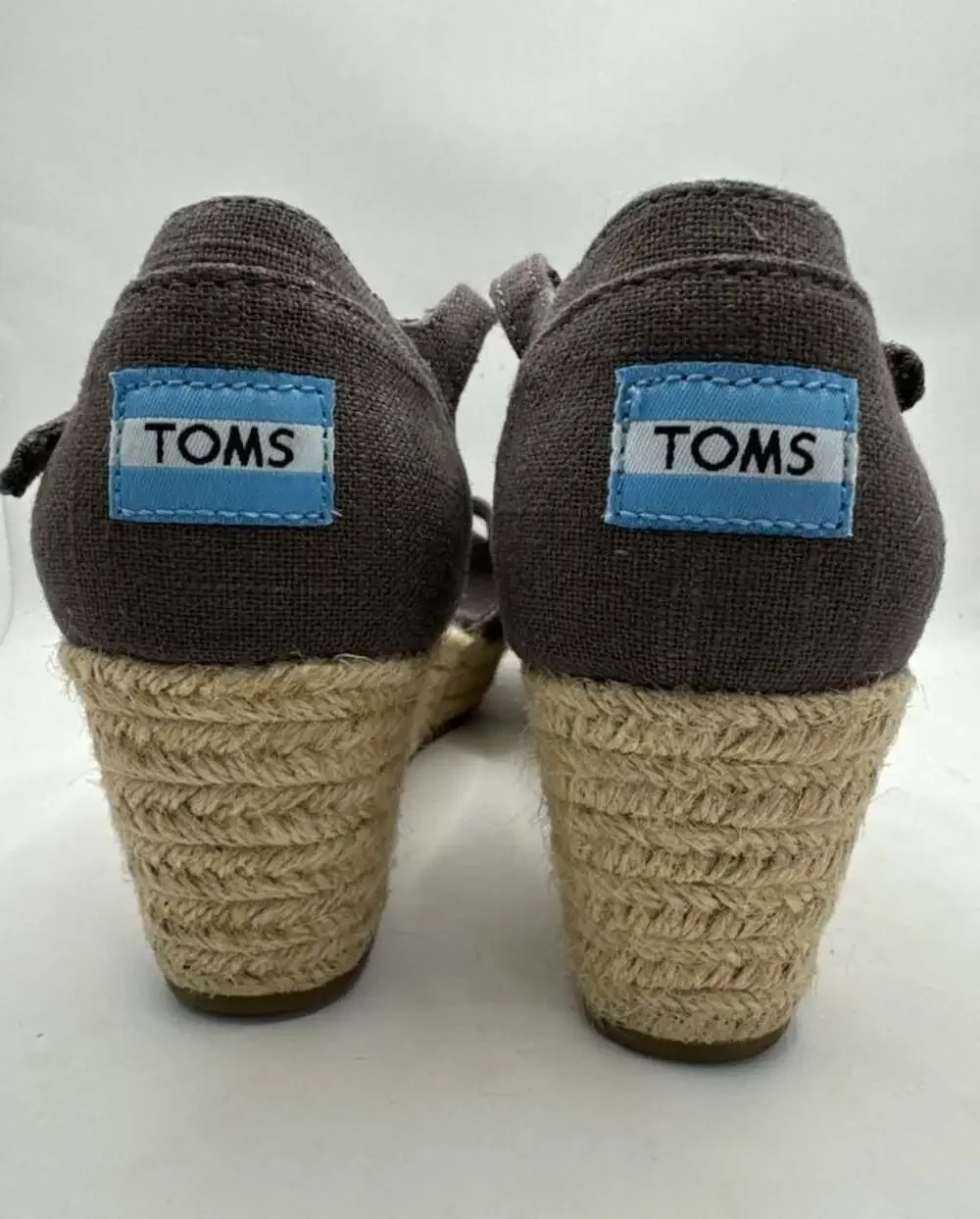 NWOTB TOMS Linen Platform Sandal Espadrille Wedges Blue Size 8W